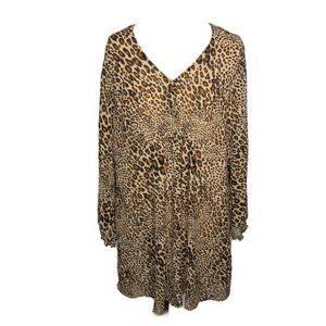 Time & Tru - Animal Print Long Sleeve Dress - Large
